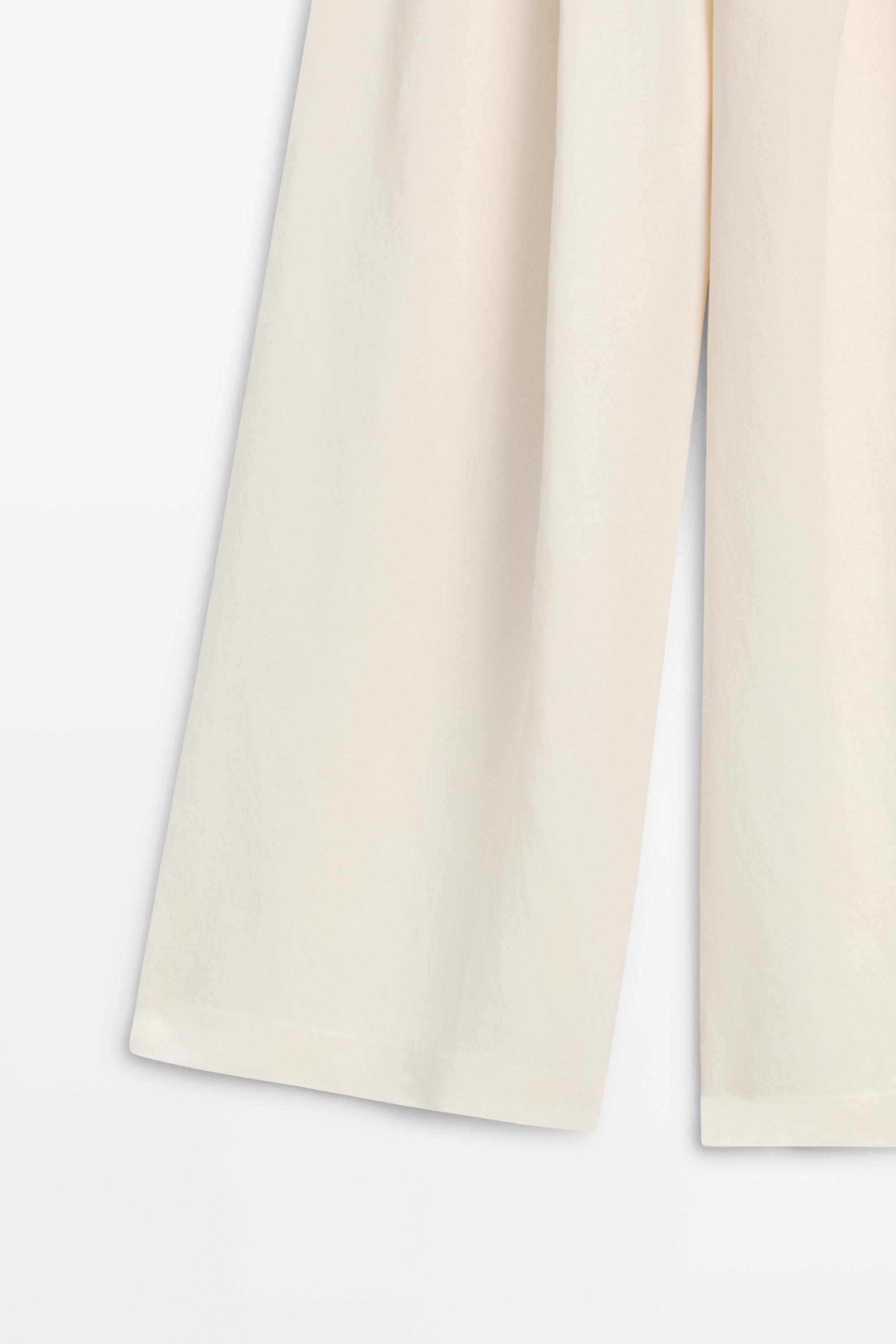Flowing linen blend wide-leg pants